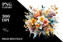 Colorful Bouquet with Narcissus and Splash | Clipart Product Image 1