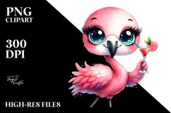 Proud Flamingo with Cocktails | Clipart Product Image 1