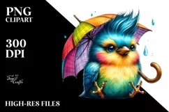 Revolted Baby Bird with Umbrella PNG Product Image 1