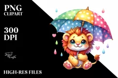 baby lion with Big Eyes Umbrella Clipart Product Image 1