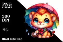 baby lion with Big Eyes Umbrella Clipart Product Image 3