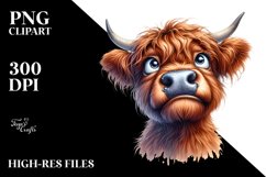Cow Highland Cow Portrait Big Eyes Goofy Smile Clipart Product Image 1