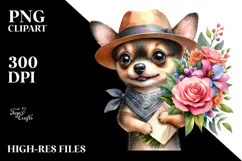 Watercolor Baby Dog with Hat PNG Product Image 2