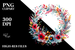 Colorful Watercolor Abstract Wreath | Clipart Product Image 2