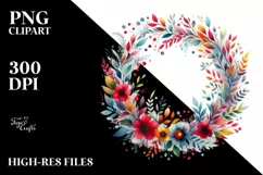 Colorful Watercolor Abstract Wreath | Clipart Product Image 3
