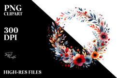 Colorful Watercolor Abstract Wreath | Clipart Product Image 2