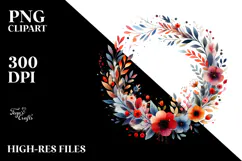 Colorful Watercolor Abstract Wreath | Clipart Product Image 2
