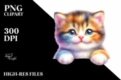 Colorful Baby Kitten Over Paper | Sublimation | Clipart Product Image 1