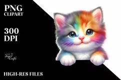 Colorful Baby Kitten Over Paper | Sublimation | Clipart Product Image 3