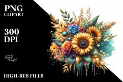 Colorful Splash Bouquet | Watercolor Clipart Product Image 1