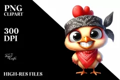 Contempt Chicken Bandana Watercolor Clipart Product Image 3