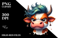 Watercolor Angry Cow, Transparent PNG Product Image 2