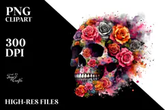 Skull made of Flowers PNG Product Image 2
