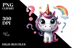 Expressive Funny Baby Face Unicorn PNG Product Image 1