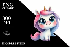 Expressive Funny Baby Face Unicorn PNG Product Image 3