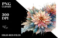 Pastel Wooden Dahlia Abstract PNG Product Image 2