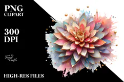 Pastel Wooden Dahlia Abstract PNG Product Image 2