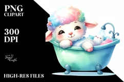 Colorful Watercolor Baby Lamb Product Image 1