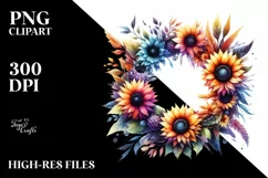 Vibrant Sunflower Wreath | Watercolor Clipart Product Image 1