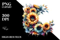 Vibrant Sunflower Wreath | Watercolor Clipart Product Image 3