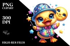 Baby Duck with Disco Ball Outfit and Smiling Moon PNG Product Image 2