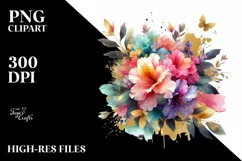 Abstract Bouquet Gold Foil | Sublimation | Clipart Product Image 1