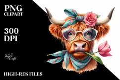 Funny Cow with Fancy es Clipart Product Image 3