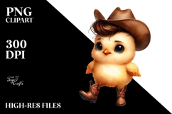 Watercolor Baby Chicken in Cowboy Boots | Clipart Product Image 2