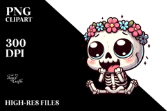 Ridiculously Cute Skull with Flower Crown PNG Product Image 2