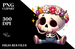 Cute Skull Flower Crown PNG Product Image 2