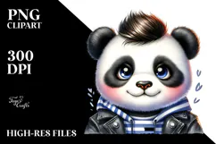 Cute Baby Panda with Rocker Look PNG Product Image 2