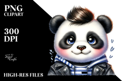 Cute Baby Panda with Rocker Look PNG Product Image 2