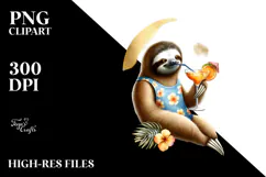 Hipster Sloth with Cocktail, High-Res PNG Product Image 2