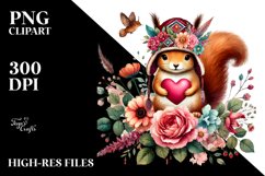 Cute Boho Squirrel Painting, PNG Product Image 2