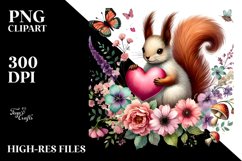 Cute Boho Squirrel Artwork, PNG Product Image 2