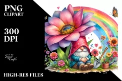 Gnome House with Striking Rainbow and Flower | Clipart Product Image 3