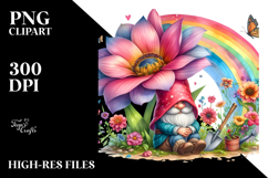 Gnome House with Striking Rainbow and Flower | Clipart Product Image 2