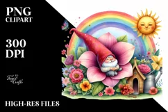 Gnome House with Striking Rainbow and Flower | Clipart Product Image 3