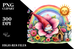 Gnome House with Striking Rainbow and Flower | Clipart Product Image 2
