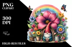 Gnome House with Striking Rainbow and Flower | Clipart Product Image 3