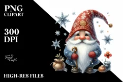 Detailed Winter Gnome Watercolor PNG Product Image 1