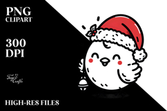 Chicken with Santa Hat Lineart PNG Product Image 2