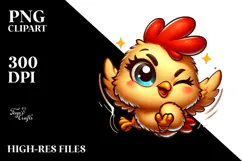 Jumping Chicken with Winking Eye PNG Product Image 2