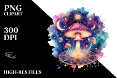 Vibrant Celestial Mushroom, PNG Product Image 2