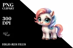 Shy Baby Pony Watercolor Clipart Product Image 3