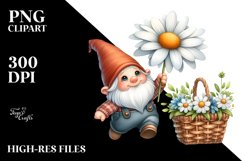 Cute Gnome with Daisy PNG Product Image 2