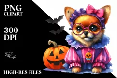 Vibrant Baby Dog Halloween Scene | Clipart Product Image 1