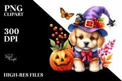 Vibrant Baby Dog Halloween Scene | Clipart Product Image 3