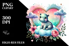 Colorful Baby Hippo PNG Product Image 2