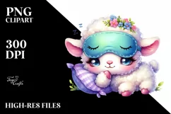 Colorful Smiling Baby Lamb with Sleeping Mask | Sublimation Product Image 1